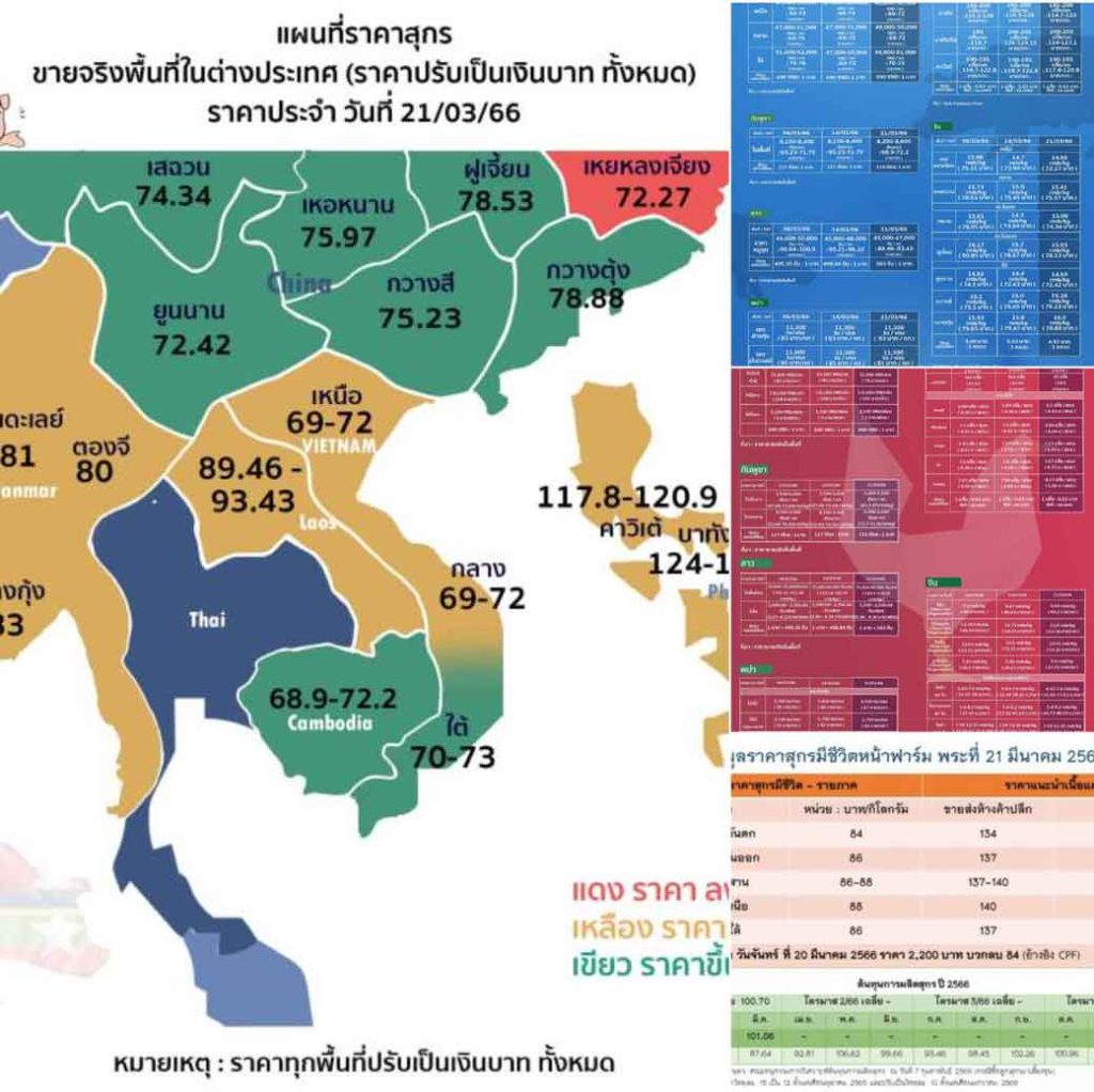 ราคาหมู สัตว์ปีก จีน ไทยและอาเชียน 21/3/23